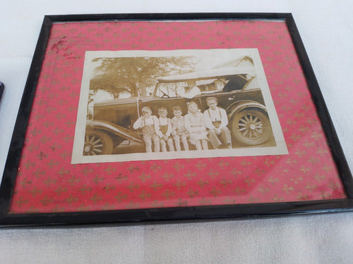 Antigua Foto Auto Chapa Ford Chevrolet Hombre Y Niños 0