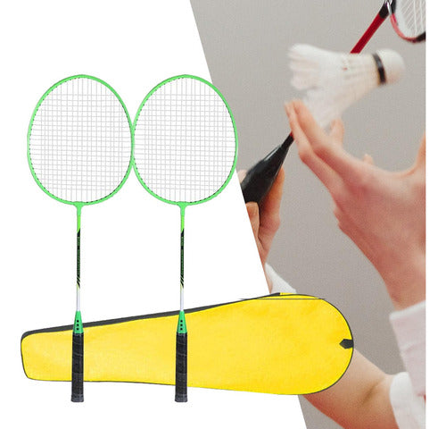 2 Pçs Conjunto De Raquetes De Badminton Portátil Com Verde 5