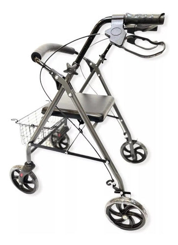 Silfab Folding Walker with Seat, Wheels, and Basket 5