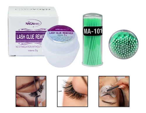 Nagaraku Kit Microhisopos Para Pestañas + Cream Remover 0