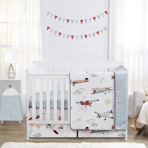 Sweet Jojo Designs Vintage Airplane Baby Boy Nursery Bedding 0