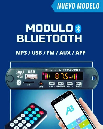 Módulo Mp3 C/ Bluetooth Usb/sd/fm/aux Con Control Remoto 1