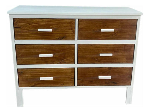 Solid Pine Wood 6-Drawer Dresser Chifforobe 1.00 0