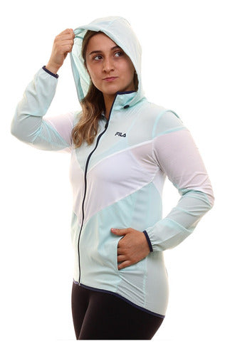 Fila Women's Windbreaker Jacket with Hood in Light Blue 0