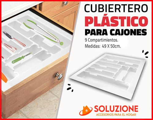 Soluzione Cubiertero Organizador Plástico Cocina Hogar Casa 50x49 Cm 1