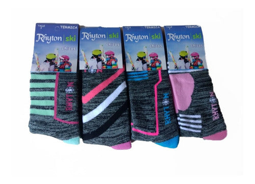 4 Pairs Thermal Socks Kids Size 3 Ski Snow Winter 4