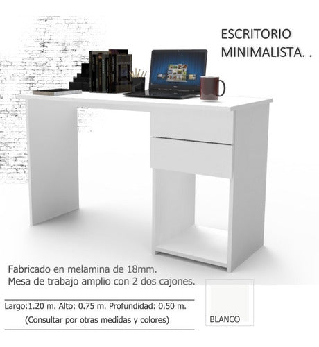 Lineplac Minimalist Desk 120 X 50 with 2 Drawers 1