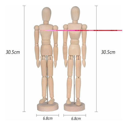 Alikeke Wooden Mannequins 30 cm for Drawing or Decorating 1