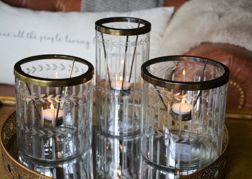 Set of 3 Glass Candle Holders #112 #113 2