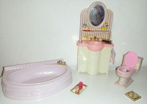 Set Muebles Barbie Baño Accesorios Original Mattel 0