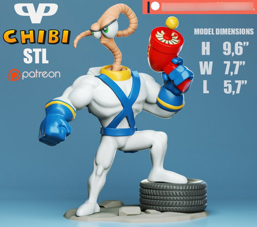 MAGNAprint3D Chibi Earthworm Jim 3D Print / Special Offer !!!!! 1