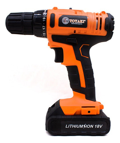 Toyaki 18V Cordless Drill with 2 Batteries 10mm 2 Speeds 6