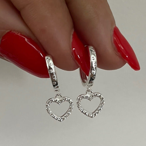 Metzeler Joyas Argollita Con Corazon Plata 0