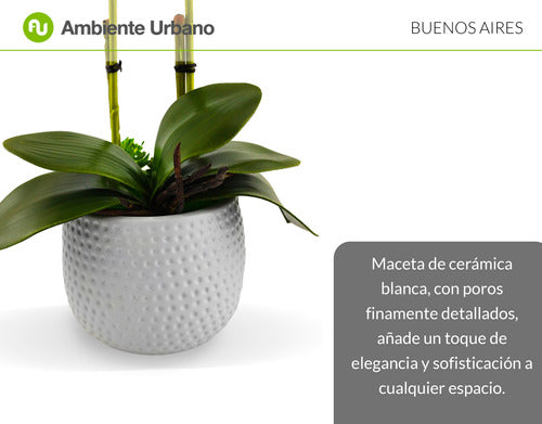 Artificial Yellow Orchid Plant in Ceramic Pot - 40cm 2