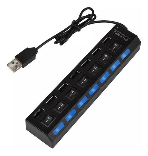 Hub Usb 7 Puertos 2.0 Con Interruptores Y Luz Led Estilo 1