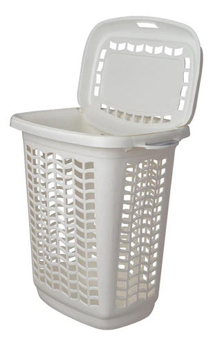 Laundry Basket with Lid Plastic Rectangular Hamper for Bathroom and Laundry Room 3