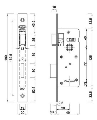 Kallay Exterior Lock 3001 Stainless Steel Faceplate 1