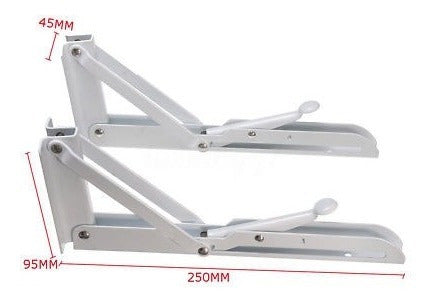 Elegant Home 2pcs 10'' White Metal Triangular Foldable Shelf Support V 4