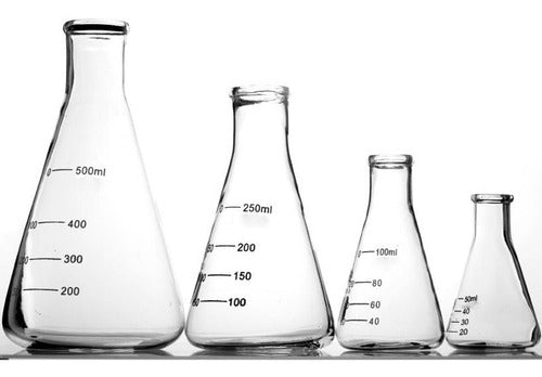 10 Pç Erlenmeyer De Vidro Boca Estreita Graduado - 250ml 0