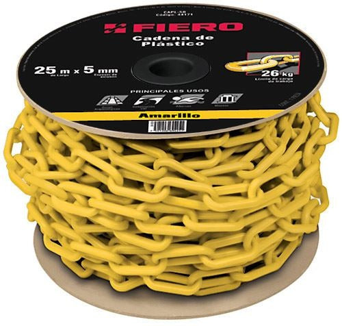 Cadena Plástica Amarillo 5mm Rollo 25mt Fiero Capl-5m 0