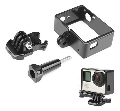 Carcasa Marco Frame Abierto Para Gopro Hero 3 Y 4 Con Base 1