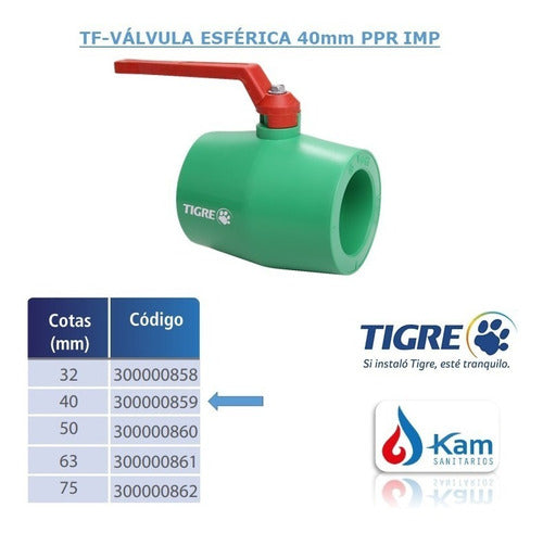 Tigre Válvula Esférica 40mm Termofusión 2