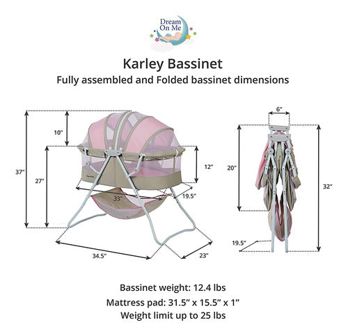 Sueña Conmigo Cuna Karley, Gris / Rosa 3