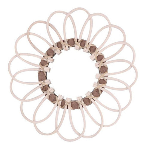 Ratan Mirror Hanging Wall Flower Round Decor 28 Cm 0