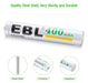 EBL - Rechargeable AAAA Batteries (1.2 V, 400 mAh, Ni-MH, Pack of 4) 4