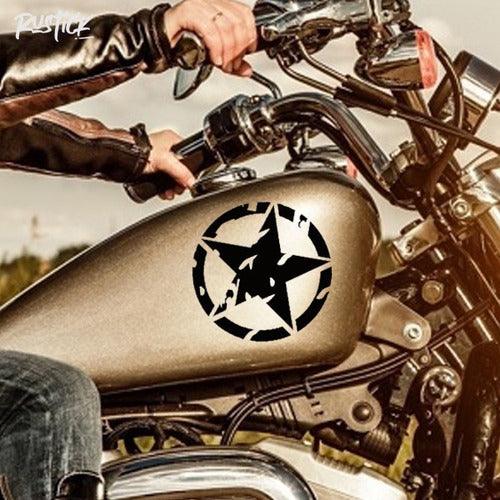 Set of 2 Ripped Star Decal Motorcycle Stickers 15cm 2