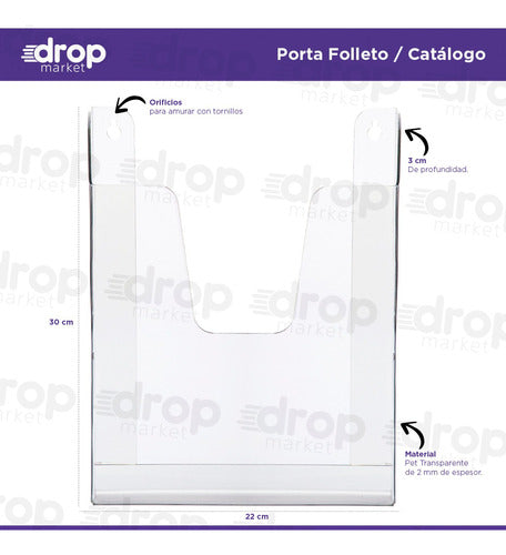 Dropmarket A4 Wall-Mounted Acrylic-Like Brochure Holder 7