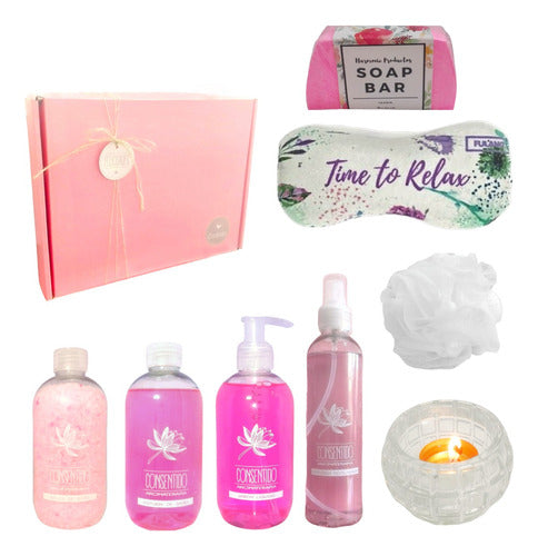 Set Caja Regalo Empresarial Box Zen Aroma Rosas Kit Spa N02