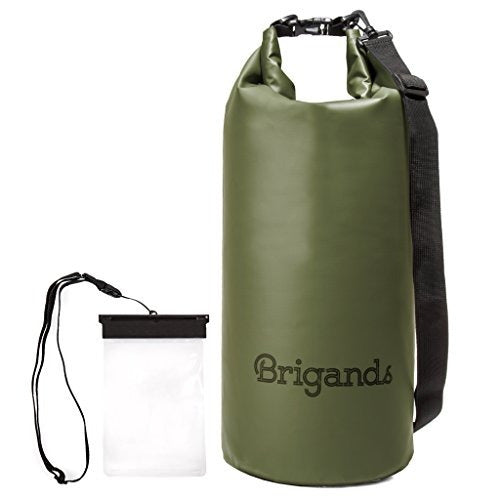 Brigands Waterproof Dry Bag with Waterproof Phone Case – 10 Liter Army Green 0