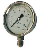 G.V. Manometer Stainless Steel with Glycerin Diameter 100mm 0 to 10 Bar 1