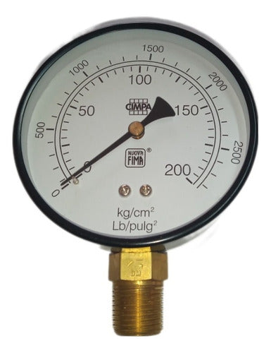 Beyca Manometer Ø 100 Mm. 1/2 Inch Lower Connection. 200 Kg. 0