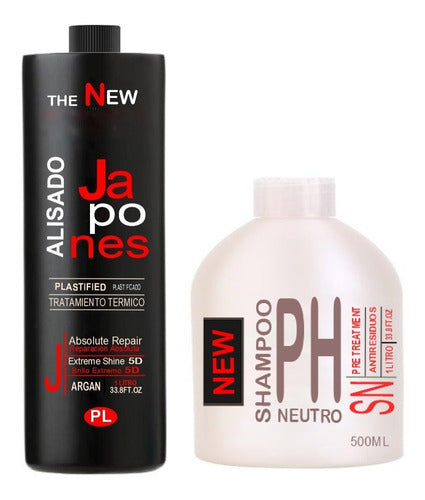 New 1 Liter Strong Japanese Permanent Straightening + Neutral Shampoo 0