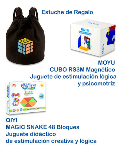 Qiyi Magic Snake + Moyu RS3M Magnetic Cube + Gift Case Combo 1