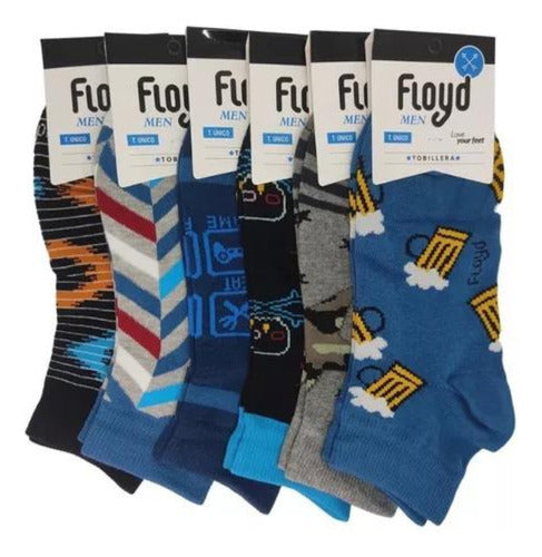 Floyd Pack X6 High Ankle Socks for Men - Assorted Prints 1413 0