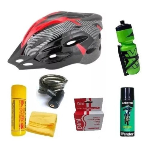 Full Bike Kit Helmet+ Lock+ Chain Lube+ Cloth+ Patches Combo 0