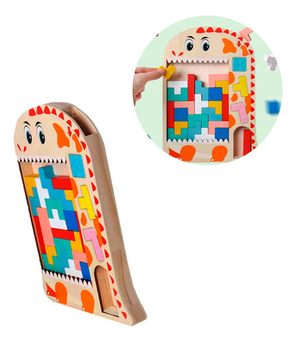 Tetris Rompecabezas Dinosaurio De Madera Infantil Mt08906 0