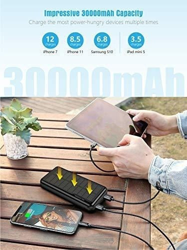 Power Bank Solar De 30000 Mah 2 Salidas Usb Y Usb-c 1