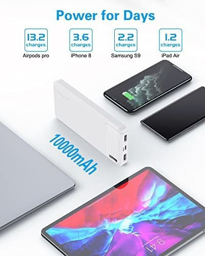 2 Baterías Externa Portátil Usb C 10000mah 2 Puertos Entrada 2