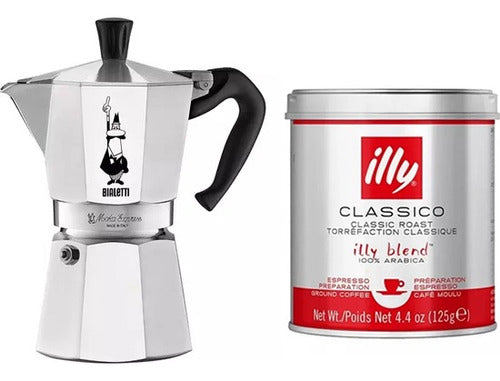 Bialetti Moka 6 Tazas + Cafe Illy Molido 125 Grs Promocion 0