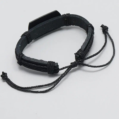 Burdah Genuine Leather Black Wolf Bracelet for Men 1