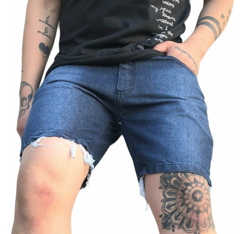 Solcar Jeans Bermuda Mom Hombre Jean Short Roturas 4