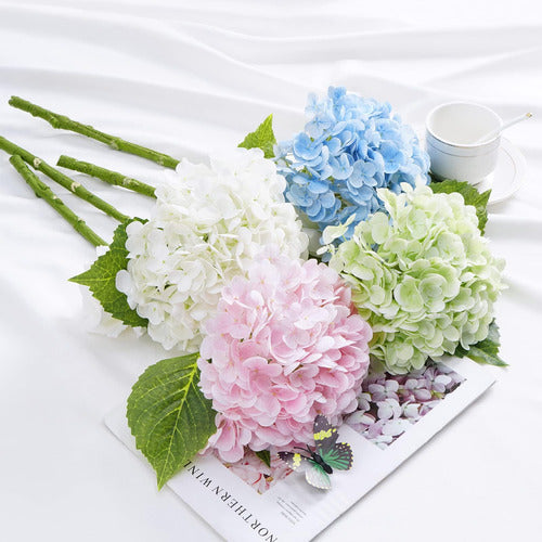 Waipfaru 2 Artificial Flowers Blue Hydrangeas Real Touch 5