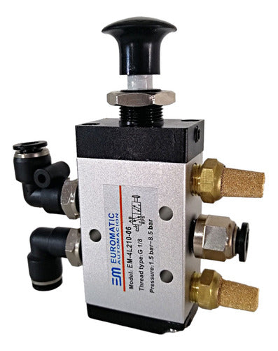 Euromatic Pneumatic Button Valve 5/2 1/4 or 1/8 BSP + Connectors 1