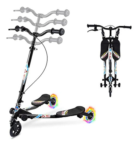 Aodi Swing Scooter Para Niños, 3 Ruedas Plegable Wiggle Scoo 0