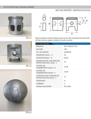 Piston Kit Yamaha Dt 175 Japonés 2