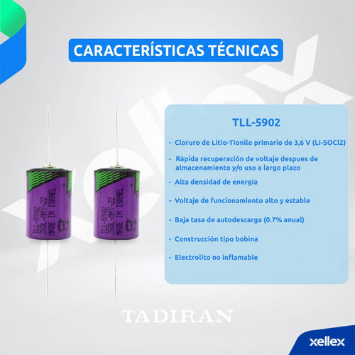 Tadiran 1/2 AA TLL-5902/P Axial Battery - 5 Pack 3